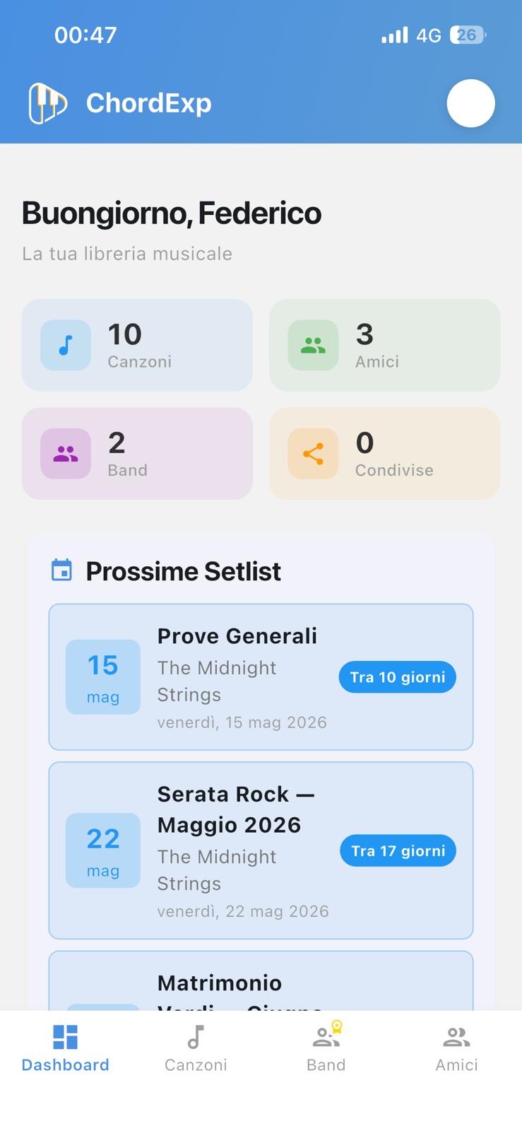 ChordExp – Songbook dashboard